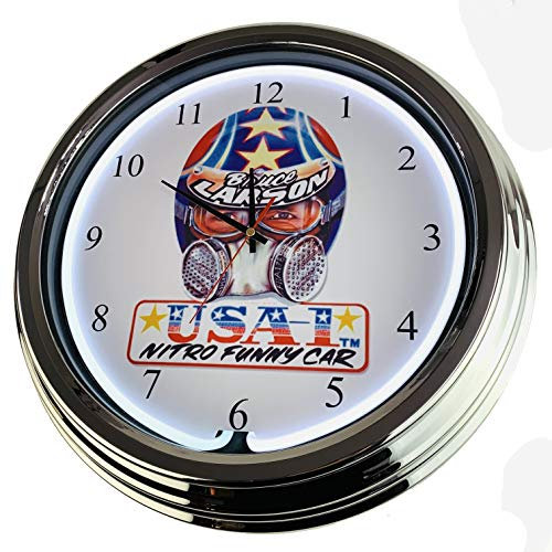 US-Way.de USA-1 WallClock Deko-Clock – 44 cm Durchmesser, Deko-Wanduhr ohne Tickgeräusche und gut lesbares Display, USA 50er-Jahre-Stil Neon-Uhr für Küche, Büro(Weiß)