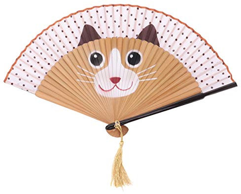 VOSAREA Beautiful Fan Cartoon Cute Cat Silk Fan Decorative Folding Fans Handheld Fan Foldable Kids Decor Cat Fan Decorations Hand Fan Lace and Fan Japandi Decor Cat Folding Fans Cute Fan