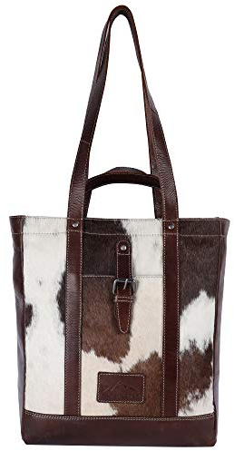 Alpenleder Handtasche - HALLODRI (Handgefertigt) - Nachhaltiges Bio-Leder aus regionaler Landwirtschaft | 2in1 Rucksack Handtasche Damen, Tragetasche Mittelgroß *Fair Produziert* (33x37x10cm, Kuhfell)