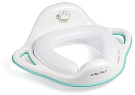 BABYLON Shark Kinderklositz Anti-Rutsch Ergonomisch. Baby Toilettentrainer mit Griff und Haken. Klositz für Kinder für Mädchen und Jungen. WC Sitz Kinder, Baby Zubehör Weiß