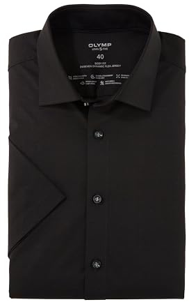 OLYMP Herren Businesshemd Langarm Level.Five.Body.fit,Single Jersey,Body fit,New York Kent,schwarz 68,45