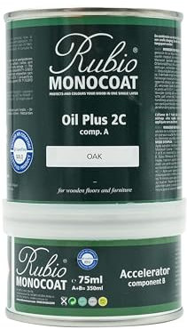 Rubio Monocoat Wood Oil 14 m² - Oak | Oil Plus 2C | Quick-Dry, Eco-Friendly Linseed, for Indoor Use Includes Accelerator (Part B) | Preserver | 350 ml