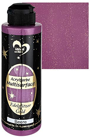Ideen mit Herz Acrylfarbe Multisurface Edelglitzer | Universalfarbe auf Wasserbasis | mit edel schimmerndem Goldglitzer | 180 ml (beere)