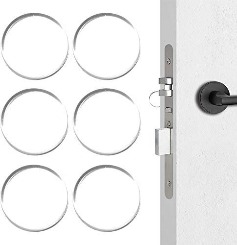 6Pcs Door Knob Shield, Transparent Round Door Handle Bumper Pads Self Adhesive Door Stopper Soft Rubber Wall Protector for Cabinets, Doorknob 40x12mm