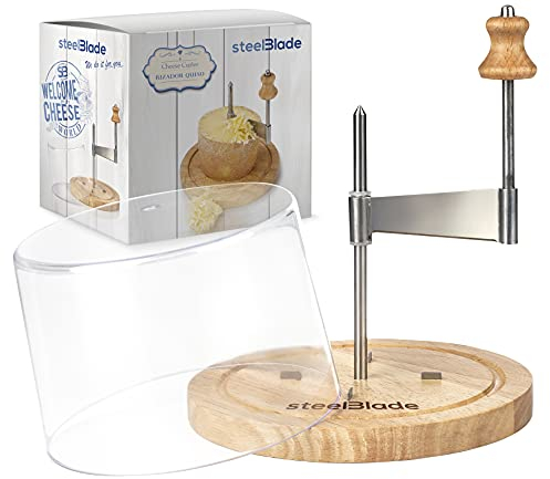 Steelblade 052260 Rizadora Tete de Moine 18 cm-Girolle de Queso con Tapa y Madera de Roble