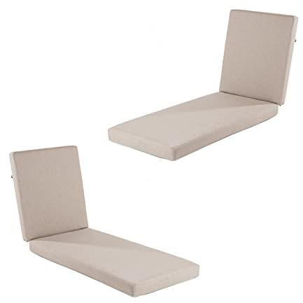 Pack 2 cojines para tumbona de exterior estándar Olefin color Marrón tostado, Medidas 190x60x10 cm, No pierde color, Desenfundable, Funda cojín con relleno para tumbona jardín, Cojín hamaca de piscina