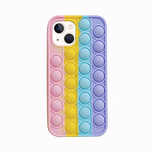 Fidget Toys Handyhülle für iPhone 13 Hülle,3D Pop Fidget Sensory Toy Regenbogen Silikon Hülle,Pop Bubble Stress Relief Zappeln Silikon TPU Schutzhülle Stoßfest Hülle für Mädchen Frauen