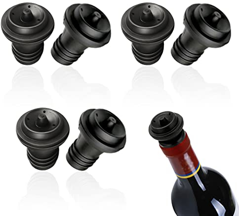 VIKSAUN 6 Stücke Vakuum Stopfen für Weinpumpe Stopfen für Weinpumpen, wiederverwendbare Flaschenversiegelung Weinflaschenverschluss Wein Stopfen für die Weinsammlung, hält Wein frisch (Schwarz)