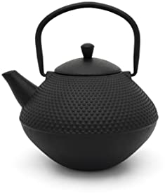 Bredemeijer asiatische gusseiserne Teekanne 1.0 L mit Teefilter - emaillierte Schwarze Gusskanne
