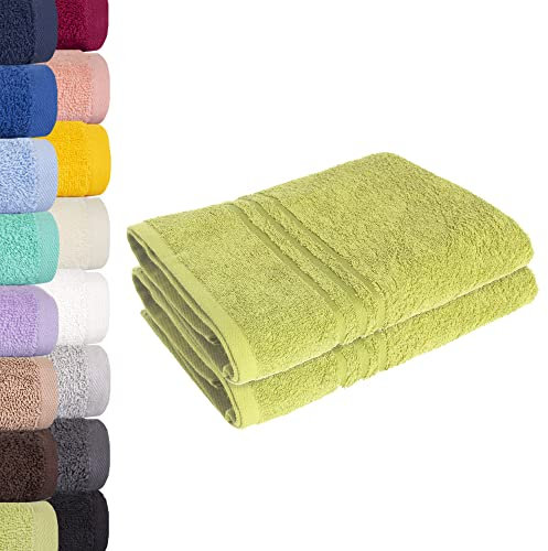 Lavea Saunatuch Saunahandtuch 80x200cm -2er Set, Lindgrün, 500gr/m², 100% Baumwolle