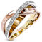 PAIHUIART Ring Ringe Damen Bijouterie Frauen Schmuck Damenring Eheringe Mode Kreativer Dreifarbiger Ehering, Einfache Linien Und Mikro-Intarsien-Ring Mit Schmuck 10 Silber