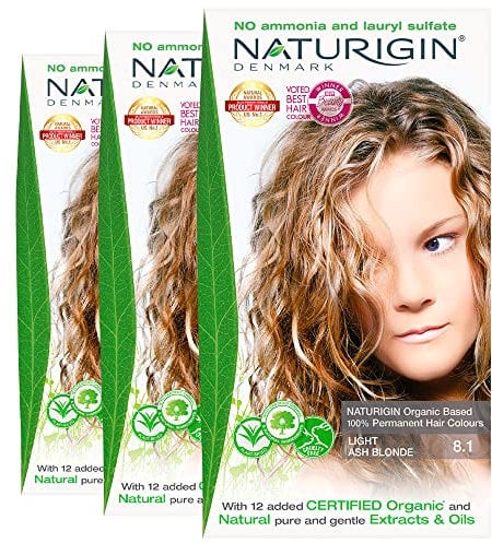 Naturigin Light Ash Blonde Hair Dye 8.1-3-pack Permanent Hair Color 100% Grey Coverage - Certified Organic Natural Ingredients, Deeply Nourishes the Hair - Ammonia Free, Vegan, Long Lasting Results