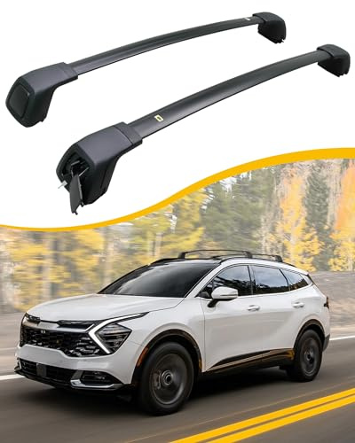 EZREXPM Barre trasversali bloccabili per tettuccio adatto per Kia Sportage SX/SX Prestige 2023 2024 Portapacchi Crossbar Cargo Carrier Accessori sul tetto (con guide laterali a filo)