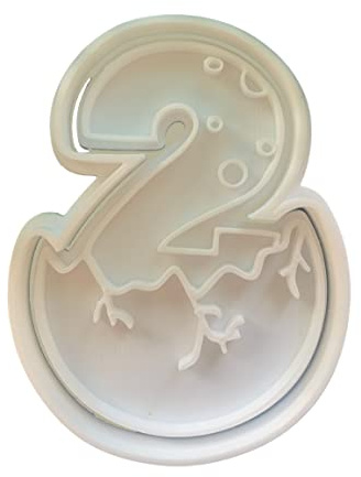 The Cookie Cutter Hub 9cm Dino Number 2 Cookie Cutter and Matching Embosser for Cookies Biscuits Clay Baking Decoration