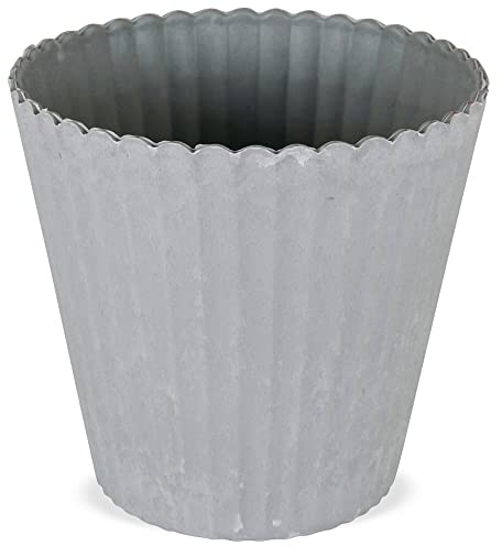 matches21 Edler Übertopf Blumentopf Pflanzkübel Blumenübertopf Shabby Kunststoff grau 1 STK in Ø 13x12,5 cm
