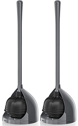 uptronic 2 Stück WC-Saugglocke mit Halter, einzigartiger Kolben mit All-Winkel-Design, Kolben für Badezimmer für 14,5 cm WC-Abfluss, WC-Saugglocke, strapazierfähig (grau)