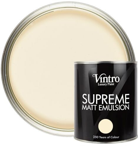 Vintro | Luxury Matt Emulsion | Cream | Smooth Chalky Finish | Multi Surface Paint | for Walls, Ceilings, Wood and Metal | 1L (Cream - Buckingham)
