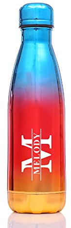 Personalised Insulated Water Bottle 500ML Water Bottles for Women Men 24 Hours Cold & 12 Hours Hot Vacuum Flask Stainless Steel Bottles for Birthday Christmas Her Mum(Blue to Red to Gold)