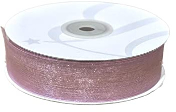 Nastro in organza alta qualità | Vari colori | Misure 16 e 25 mm | 50 metri | confezionamento bomboniere pacchi regalo abbellimento sacchetti (25mm, Rosa Antico)