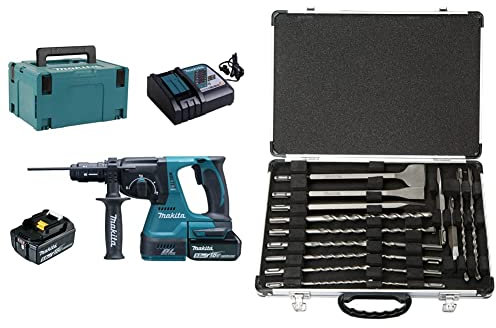 Makita DHR243RTJ - Marteau léger 24mm 18V lithium 5,0 Ah makpac Couleur & Coffret de forêts et de burins 17 pièces SDS-Plus - MAKITA D-42444