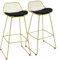 HOMCOM Conjunto de 2 Taburetes de Bar Taburetes Altos de Cocina con Cojín de Terciopelo Respaldo y Reposapiés Estilo Moderno Carga 120 kg para Comedor Sala 46,5x48x93 cm Dorado