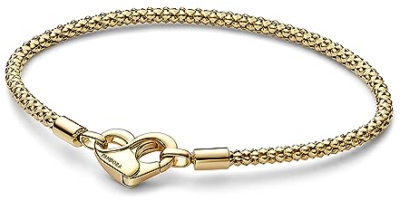 PANDORA Moments Studded Chain Armband aus Sterling Silber mit 14 Karat vergoldete Metalllegierung, Kompatibel Moments, Größe: 16cm, 562731C00-16