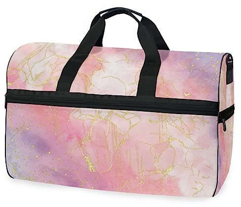 Marmor Mit Goldener Textur Sporttasche Badetasche mit Schuhfach Reisetaschen Handtasche für Reisen Frauen Mädchen Männer