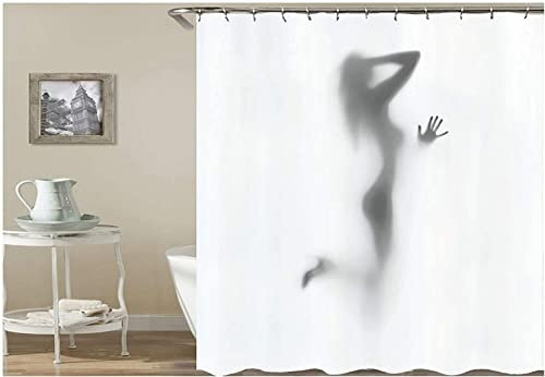 INAAYO 3D Rideau de Douche Femme Sexy Rideaux de Douche Femme Sexy Imperméable Anti Moisissure Rideau Salle de Bain pour Baignoire Rideau Douche 120 x 180 cm, 8 Crochets