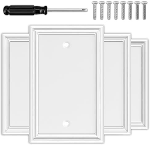OKAYZIP White Decorative Single Blank Outlet Covers Wall Plate