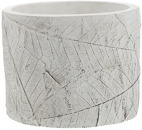 Yardwe 1Stk Blumentopf aus Zement Bonsai Blumendekor Concrete Planter Pflanzkübel mit Blatt-Design Keramikvase Pflanzendekor Pflanzenbehälter Sukkulententopf Anlage Weiß