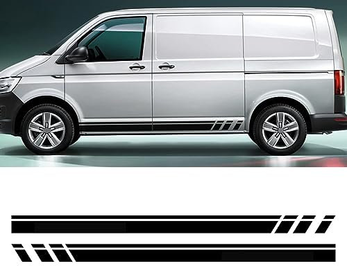 Auto Seitenschweller Aufkleber für VW Transporter T5 T6,Auto Seitenstreifen Rock Dekor Aufkleber Karosserie Tür Aufkleber Außen Zubehör,A-Black