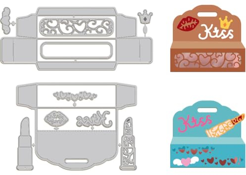 GLOBLELAND Lippenstift Geschenkbox Stanzformen, Metall Stanzform, Lippenstift Box Geschenkbox Für DIY Scrapbooking, Fotoalbum, Dekorative Prägung, Papierkarte, 5.3x3.1x0.03,(5) cm