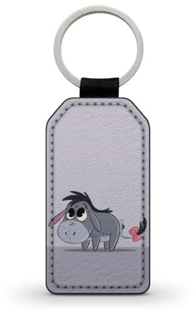 Porte-clé noir en simili cuir Bourriquet ours winnie dessin animé amis Eeyore Ref 12