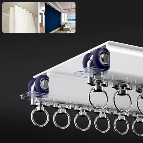 5 Meter Gardinenschiene, Vorhangschiene 2 Läufig, Deckenvorhangschiene, Für Vorhangschiene Etagenbett Erkerfenster Raumteiler Flexibel Gerade(White,3.5m(11.5ft))