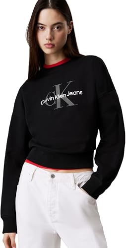 Calvin Klein Damen Sweatshirt Monologo French Terry mit Rundhalsausschnitt