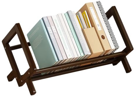 Bigougem Desktop Bookshelf for Computer Desk, 40cm Long Free Standing Bookshelf Storage Display Rack for Home And Office, Small Bookcase Desk Organiser for Magazine, Books Display Black 40cm