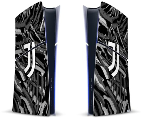 Head Case Designs Offizielle Juventus Football Club Abstrakter Pinselstrich Kunst Vinyl Haut Gaming Aufkleber kompatibel mit Sony PlayStation 5 PS5 Slim Digital Edition Console