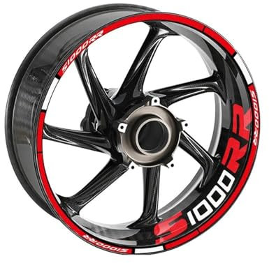 TYSMYXGS Motorradfelgenaufkleber, Felgenstreifen, Aufkleber, Dekoratives Schutzzubehör Für Vorne Und Hinten, Für BMW S1000 RR, S 1000RR, S1000RR Komplettes Set mit Felgenaufklebern(ROT)