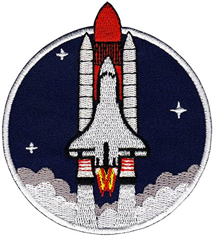 Space Shuttle Raumfahrt Aufnäher zum aufbügeln oder aufnähen Bügelbild Aufbügler für Kleidung gestickter Bügelpatch Applikation Patch Größe 7,5 x 8,4 cm