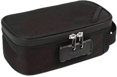 Geruchsdichter Tasche Mit Zahlenschloss PU-Leder Tragbare Geruchsdichte Verschlusstasche Reise Aufbewahrungskoffer Dokumentenbox Geldtasche Medizin Aufbewahrungsbox Abschließbare Reisetasche