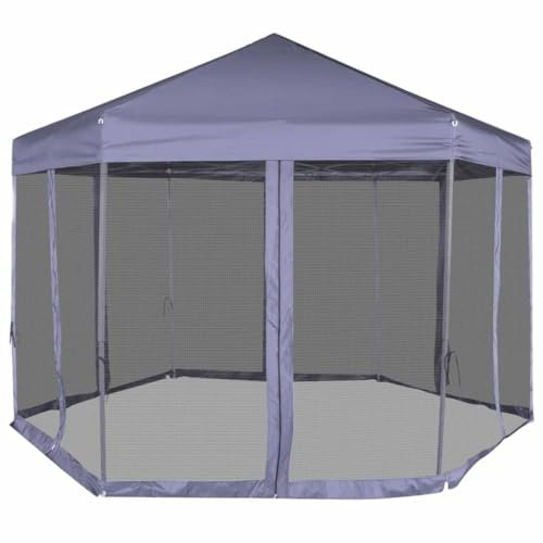 Strandzelt Pavillon Pergola Partyzelt - Hexagonal Pop-Up Zelt mit 6 Seitenwänden Dunkelblau 3,6x3,1 m für Party Festival Camping Garten