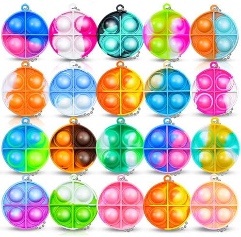 FENQURO 20 pièces pop it Porte-clés Pop, Mini-Jouets Fidget, Anti-Stress Enfants, Cadeaux de fête pour Les Enfants de 4-8, Goodie Bag Stuffers pour Les Prix de la Salle de Classe