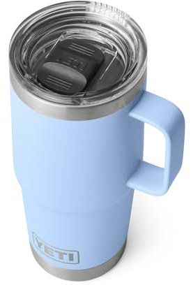 YETI Rambler 20 oz Travel Mug, Stainless Steel, Vacuum Insulated with Stronghold Lid, Big Sky Blue