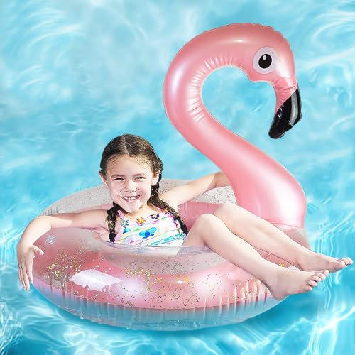 ACTOYS Flamenco Hinchable, Flotador Hinchable, Anillo de Natación, Flotador Redondo Piscina, Flotador Flamenco para Niños Adultos, Piscina de Verano y Juguetes de Playa (Flamenco Rosa, 90cm)
