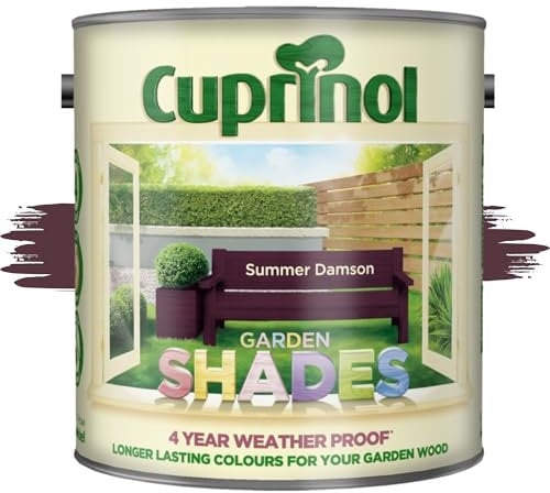 AOC24 Garden Fence Shade Paint - Exterior Wood Paint for Sheds, Fences - Water-Based, Quick Drying 1 Hour - Use on Wood, Terracotta, Stone, Brick - Outdoor Garden (Summer Damson, 2.5 Liters)