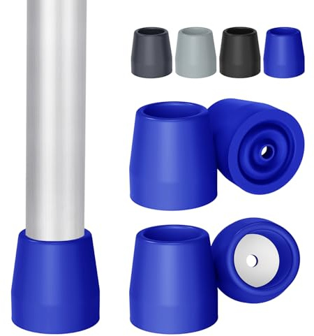 supregear Rubber Ferrules for Zimmer Frames (4 Pcs), 28mm Heavy Duty Replacement Tips for Walkers, Commodes, Shower Chairs, Walking Sticks, Tool Free Rubber Stoppers Caps, Blue