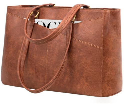 LOVEVOOK Laptop Bags for Women 15.6inch, Ladies Handbags Tote Bag PU Leather for Work Office Business School, Large Womens Hand Bag with Laptop Compartments