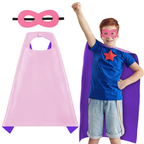 AUYAO Superheld Cape Kids 2Pcs Kurzer Doppelseitiges Umhang 70 * 70CM
