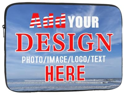 Personalised Zipper Laptop Bag with Photo Name, Custom Laptop Sleeve Bag Add Your Text Logo Image Business Briefcase Protective Case Shockproof Laptop Carrying Cover (Style 2-15 inch, Black)