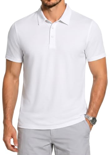 ZENGVEE Men's Polo Shirts Snap Button Golf Polo Shirt Sports Tee Tops S-3XL
